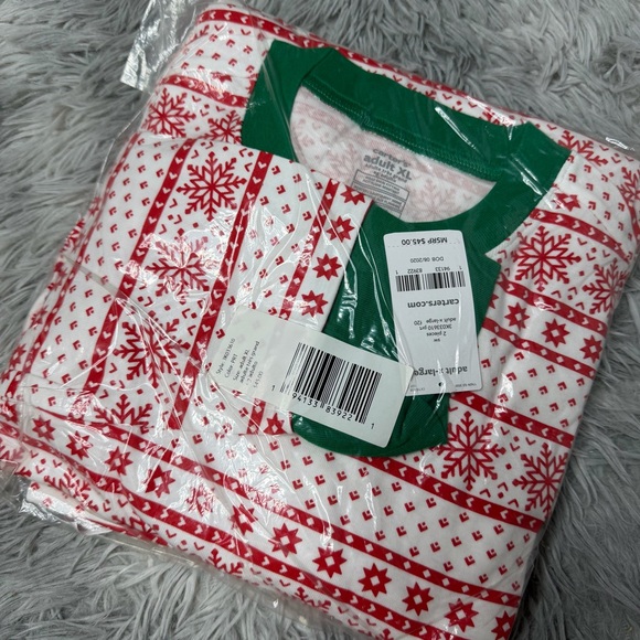 Carters Adult Pajamas XL Red White Snowflake Fair Isle Christmas PJ Set NWT - Picture 2 of 3